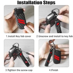 Key Fob Cover with Keychain for Dodge Charger Durango Carbon Fiber Red Trim
