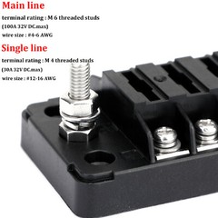 6 Way Auto Car Marine Fuse Box Block Holder Board Kit Waterproof 12V
