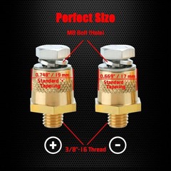 Durable Brass Battery Terminals – 3/8″ Male SAE Posts with M8 Bolts, Set of 2