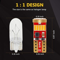 PHINLION 194 Amber Yellow LED Bulbs Super Bright Miniature 168 12961 12396 T10 W