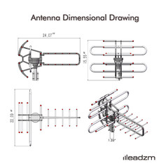 980Mile Outdoor TV Antenna Motorized Amplified V/UHF HDTV 1080P 4K Home Apartmet