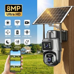 Solar Battery Powered Wireless WiFi Outdoor Pan/Tilt Home Security Camera System