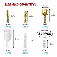 140/700X Motorcycle Brass Bullet Terminal Male Female Electrical Wire Connectors