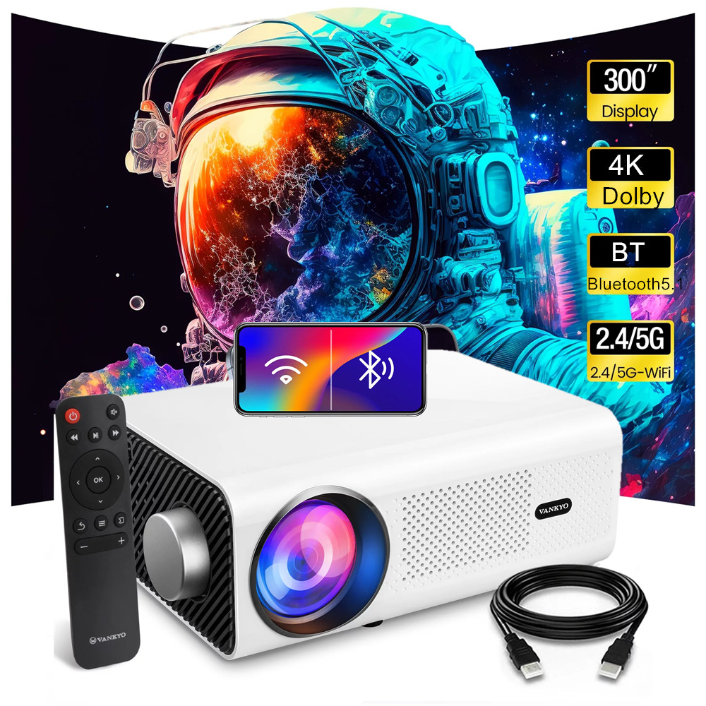 4K Portable Projector 1080P FHD 5G WiFi Bluetooth LCD Video Mini Home Theater