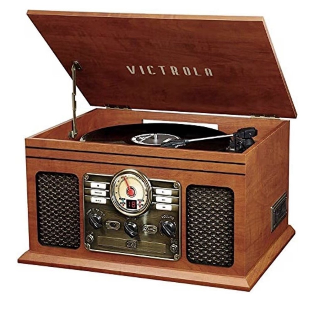 Victrola The Quincy 6-in-1 Bluetooth Record Player Turntable Mahogany New In Box