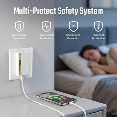 36W Ultra-Slim Flat Wall Charger GaN Compact Flat USB Wall Charger Fast Charging