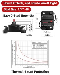 60 Amp Durable Circuit Breaker Auto/Marine/Solar DC 12-48V Manual Reset 1PC US