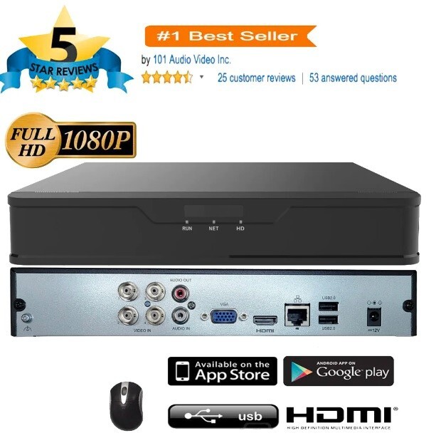 Digital Video Recorder 2TB 4CH 4 Channel DVR 1080P WORK TVI AHD CVBS IP(2TB HDD)