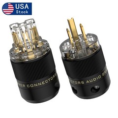 Pair HiFi Power Plug Copper Gold Plated Power Connector AC Mains Plug 15A/125