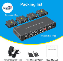 HDMI Extender Splitter up to 165Ft 1 in 4 Out over Cat5E or 6 or 7 Repeater Balu