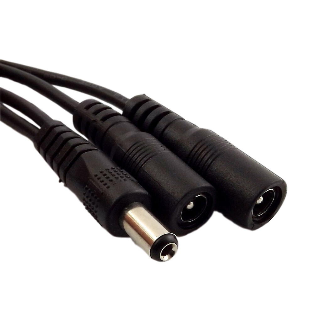1pc 5.5mm x 2.1mm DC Power 1 Male to 2 Female Port Y Splitter Cable Cord 12V