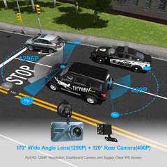 HD 1080P Car Dual Lens Dash Cam 4″ DVR Recorder Front & Rear Camera Night Vision