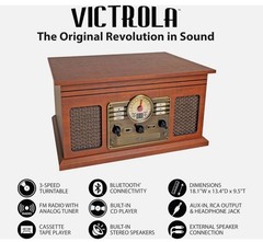 Victrola Nostalgic 6-in-1 Bluetooth Record Player & Multimedia Center – Mahogany