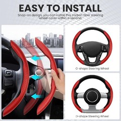 Universal Car Carbon Fiber Steering Wheel Cover Anti-Skid, Butterfl Color: re