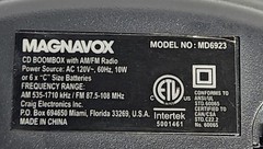 Magnavox MD6923 CD Player AM/FM Radio Aux In AC or Battery Powered TESTED WORKS