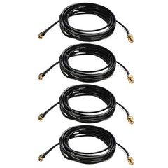 4 x RP-SMA Male To Female Wifi Antenna Connector Extension Cable Cord Black 10M