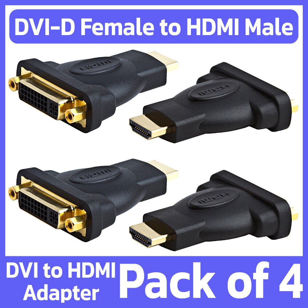 4 Pack HDMI Male to DVI-D 24+1 Pin Female Adapter HDTV Monitor Display Converter