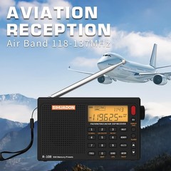 XHDATA R108 Portable Radio AM/FM/SW/LW/Airband Shortwave Receiver with Battery