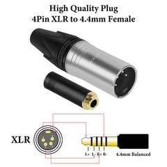 Geekria 4 Pin XLR Male to 4.4mm Balanced Female Headphones Adapter Cord (20cm)