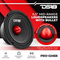 DS18 PRO-GM6B 6.5″ MIDRANGE CAR SPEAKER WITH BULLET LOUDSPEAKER 480 WATTS 8 OHM