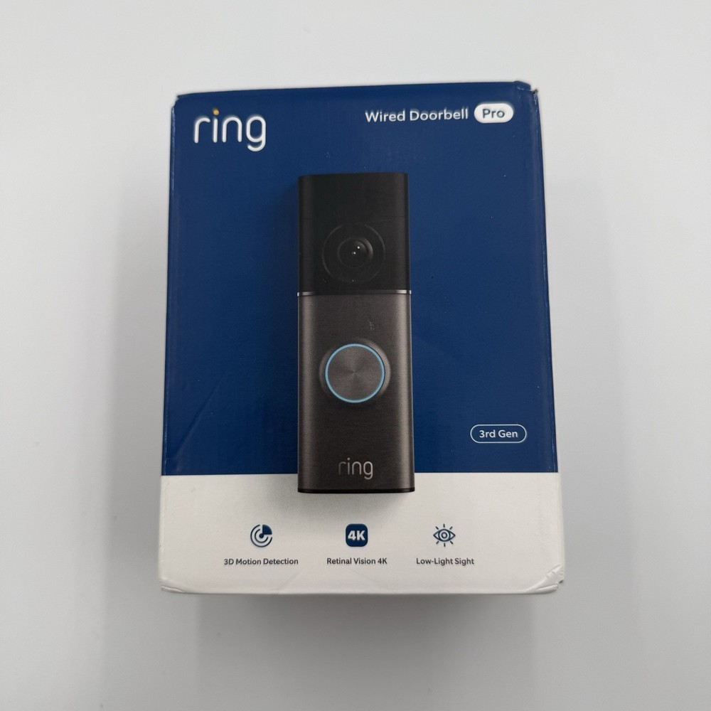 Ring Wired Doorbell Pro (3rd Gen) – Retinal 4K Ultra HD Video – 10x Zoom – NEW