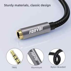 4 Pole 3.5Mm Stereo Jack Male to Female Aux Extension Cable, 8FT