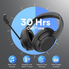 Bluetooth Headsets with Microphone & USB Dongle, 30 Hours Talk Time & 33ft Ra…
