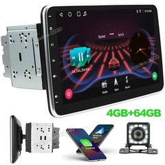 Double 2DIN Rotatable 10.1” Android 15 4+64GB Car Stereo Radio GPS Touch Screen