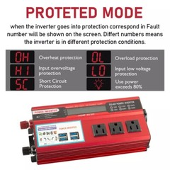 Car Power Inverter 5000W DC 12V To AC 110V Pure Sine Wave Solar Converter 4 USB