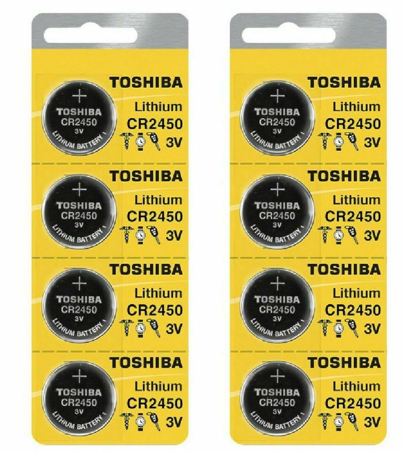 8 x New Toshiba CR2450 3 Volt Lithium Coin Battery Free Shipping US Seller