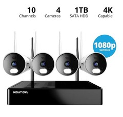 Night Owl 10-Channel 4K Wi-Fi NVR with 1TB Hard Drive and 4 IP Cameras Wi-Fi 108