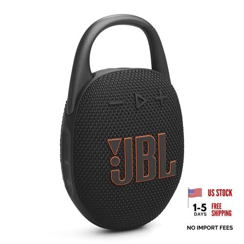 Clip 5 – Ultra-Portable, Waterproof & Dustproof Bluetooth Speaker, Big Black