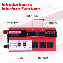 5000W Car Power Inverter DC 12V To AC 110V modified Sine Wave Solar Converter