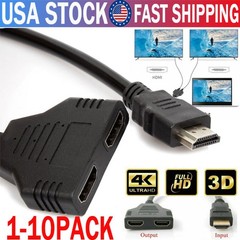 4K HDMI Cable Adapter Male To Dual Female 2.0 Converter 1 in 2 out Splitter lot