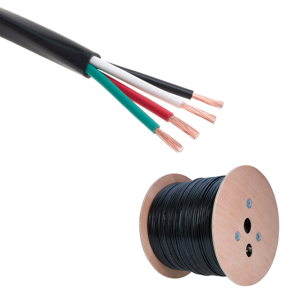 14/4 In-Wall Outdoor Burial UV CL2 Speaker Wire 14 AWG Gauge Cable Black 500ft