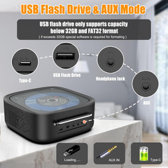 Portable CD Player Bluetooth,Desktop CD Player with Bluetooth Music Boombox Port
