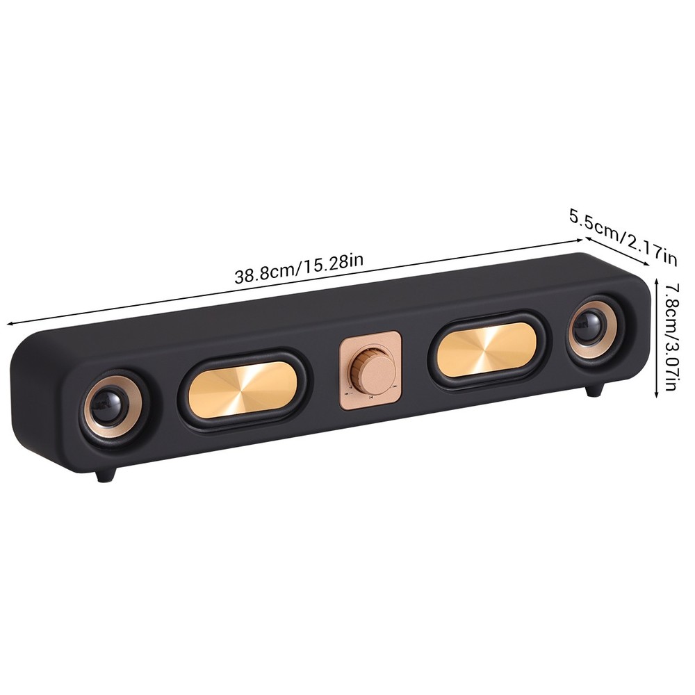 2″10W Vintage Bluetooth Wireless Stereo Speaker FM Radio AUX Desktop Sound Bar