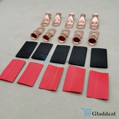 20PCS 1/0 AWG Gauge Copper Lugs W/ BLACK & RED Heat Shrink Ring Terminals Wire