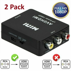 2 Pack RCA AV to HDMI HD Converter Composite CVBS Video Adapter Wii NES SNES