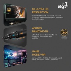 ELG 8K Ultra High Speed HDMI 2.1 Cable, 48Gbps Bandwidth, eARC & VRR Support,…