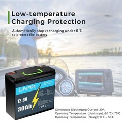 12V 30Ah LiFePO4 Rechargeable Lithium Battery BMS Deep cycles Fish Finder Boat