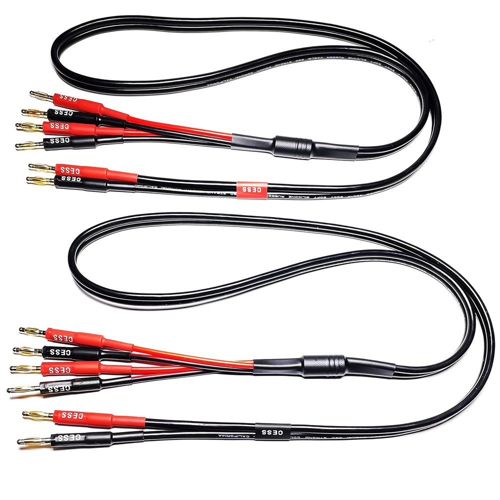 CESS-106-3f Bi-Wire Banana Plug Splitter Speaker Cable, 2 Banana Plugs to 4 B…