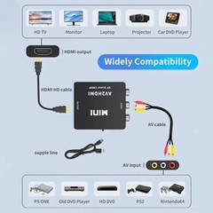 RCA AV to HDMI HD Converter Adapter Composite 3RCA CVBS Audio Video Wii NES SNES