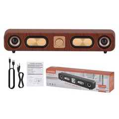 Wood Grain 4D Surround Heavy Bass 2″ 10W Retro Bluetooth Strip Audio speaker NEW