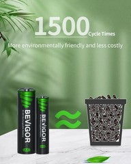 BEVIGOR AA Rechargeable Batteries with Charger+AAA&AA batteries 8 Pack, black