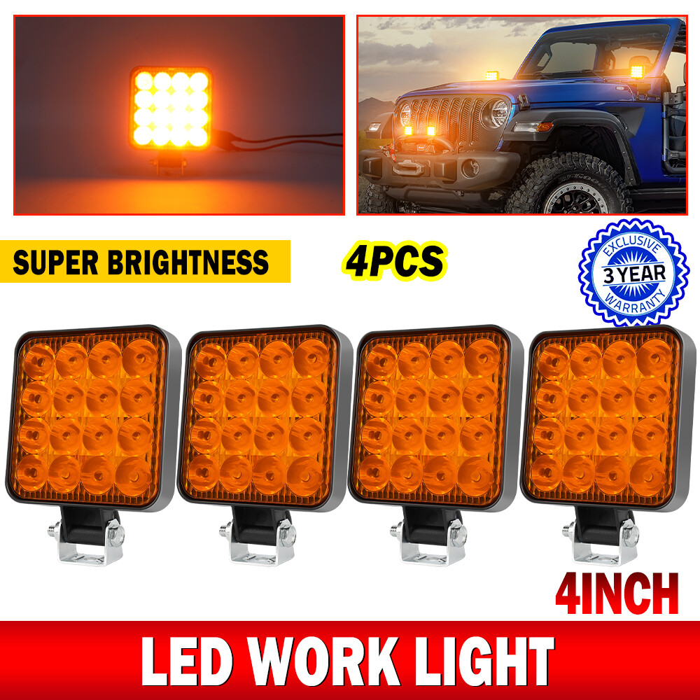 4Pack 4” inch 48W LED Work Light Bar Spot Flood Pods Off Road Truck Fog Lights
