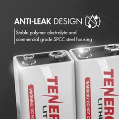 Tenergy 9V Lithium Battery 1200mAh L522 6LR61 1604LC UL Bulk Lot Pricing