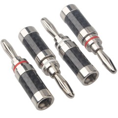 4x Banana Plug For Hifi Speaker Carbon Fiber Rhodium Plated Banana Connector NEW