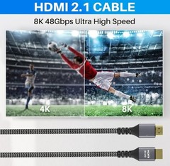 2.1 48Gbps 8K HDMI Cable HDMI High Speed Braided UHD HDTV 3D Dolby HDCP eARC HDR