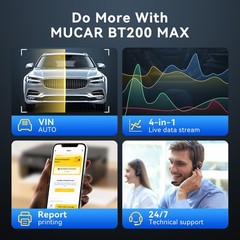 MUCAR BT200 MAX OBD2 Scanner Car AI Diagnostic Scan Tool Full System Free Update